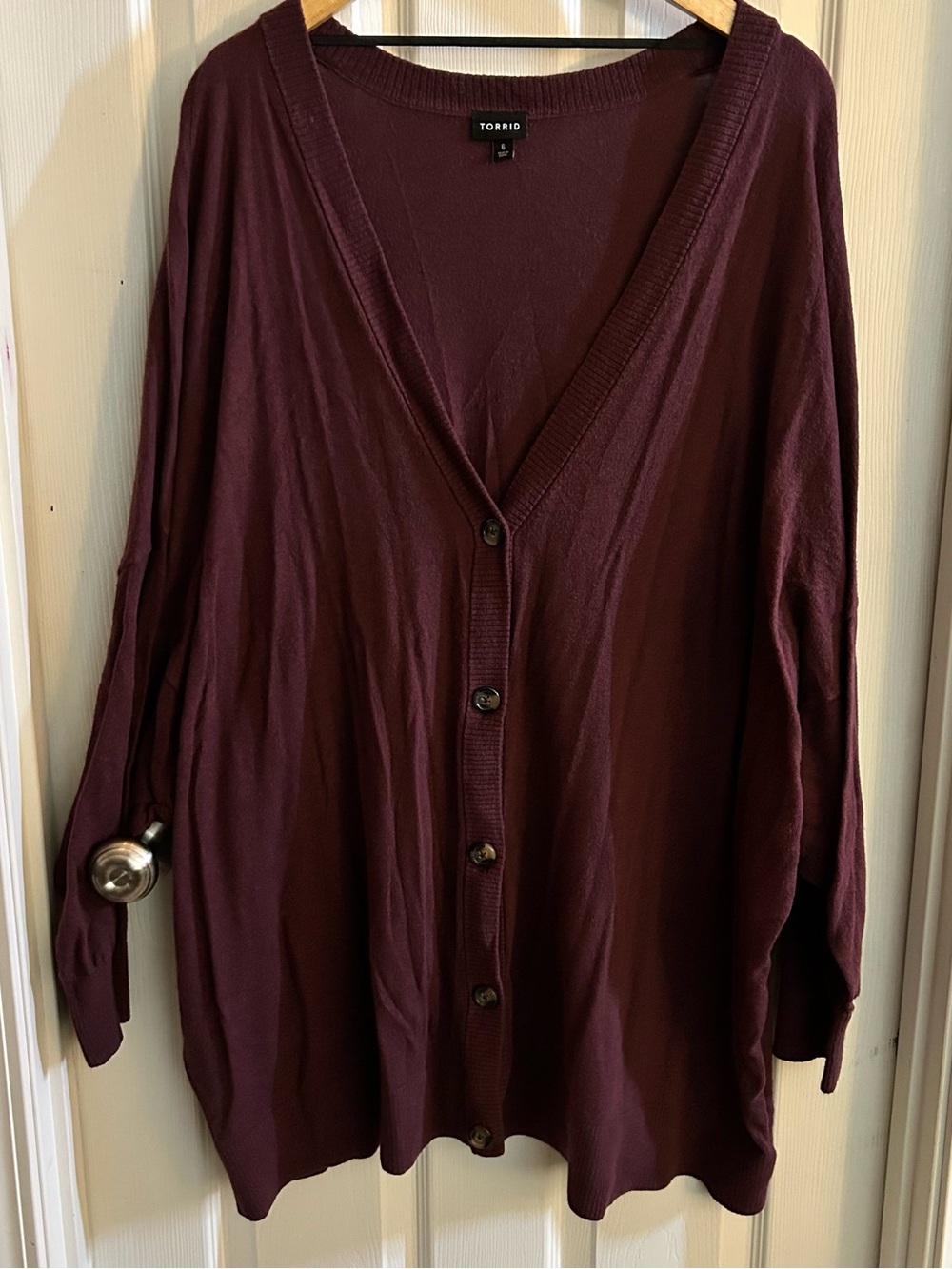 torrid Wine Burgundy Button-Up V-Neck Cardigan